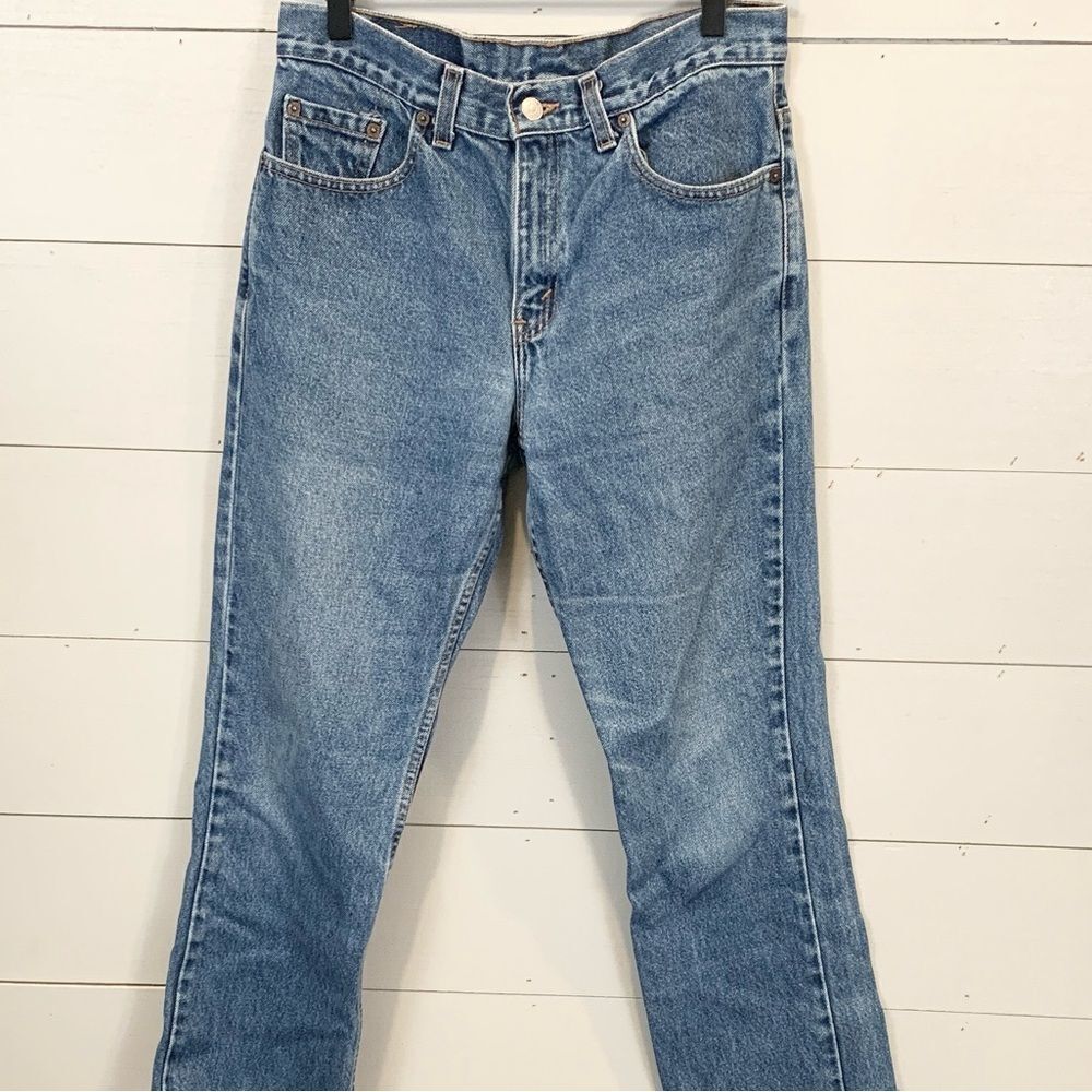 Vintage Levis 505 cut off raw hem straight leg denim jeans size 9 jr